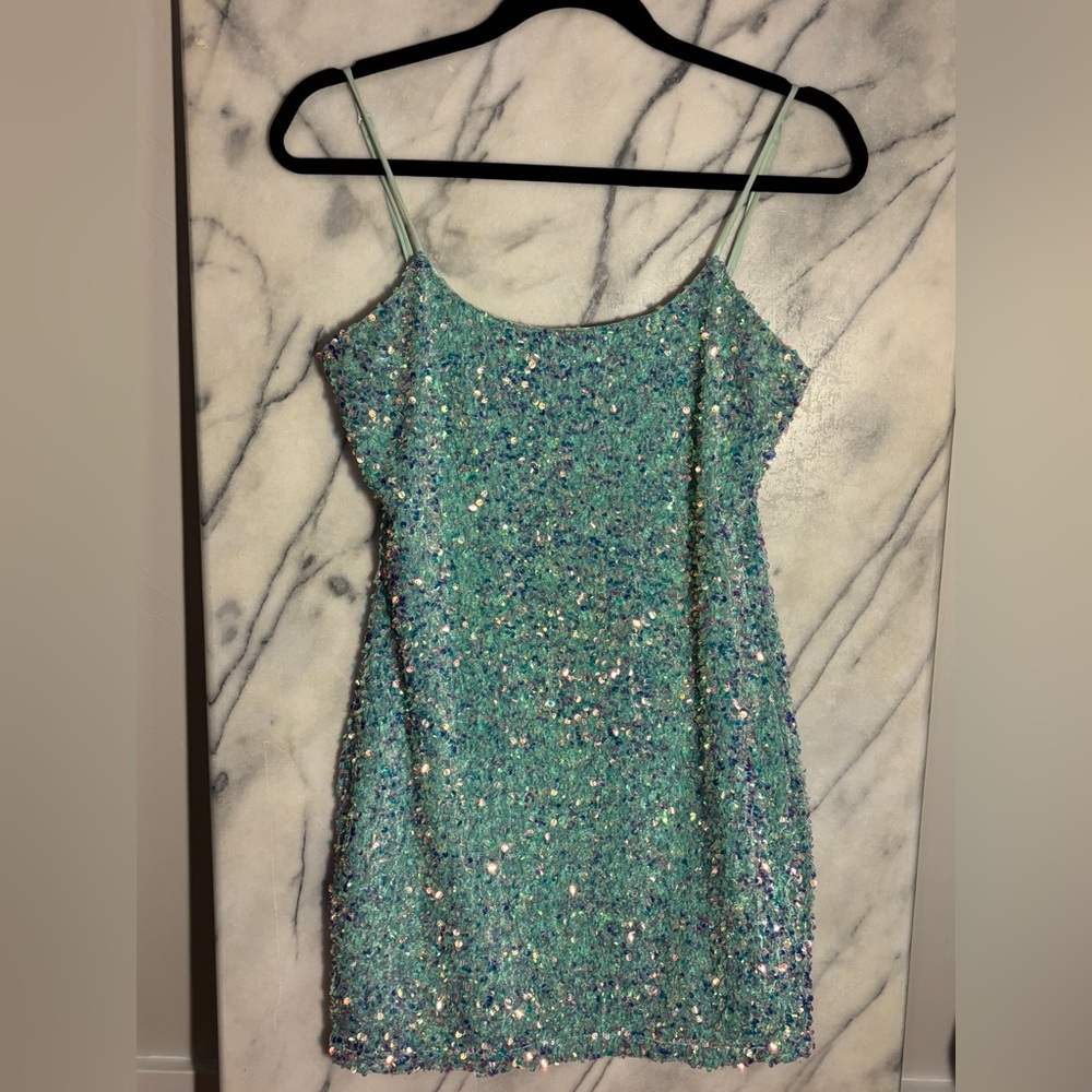 Elvi Sparkling Blue Sequin Dress